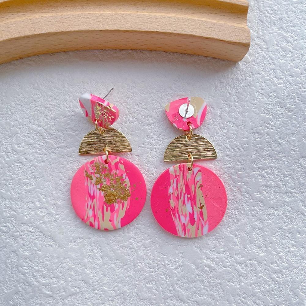 Geometric Beach Earrings Y2K Exaggerate Earrings Women Elegant Acrylic Stud Earrings  Gifts