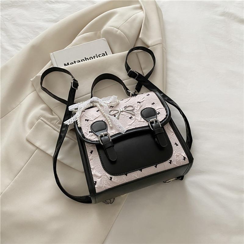 College Style Bow Print Small Backpack Women's Summer New Trendy Korean Version Leisure Travel Backpack