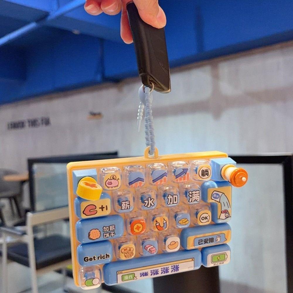 Work Theme 26 Keys Keyboard Keychain Rotatable Stress Relief Fidget Toy Travel Use