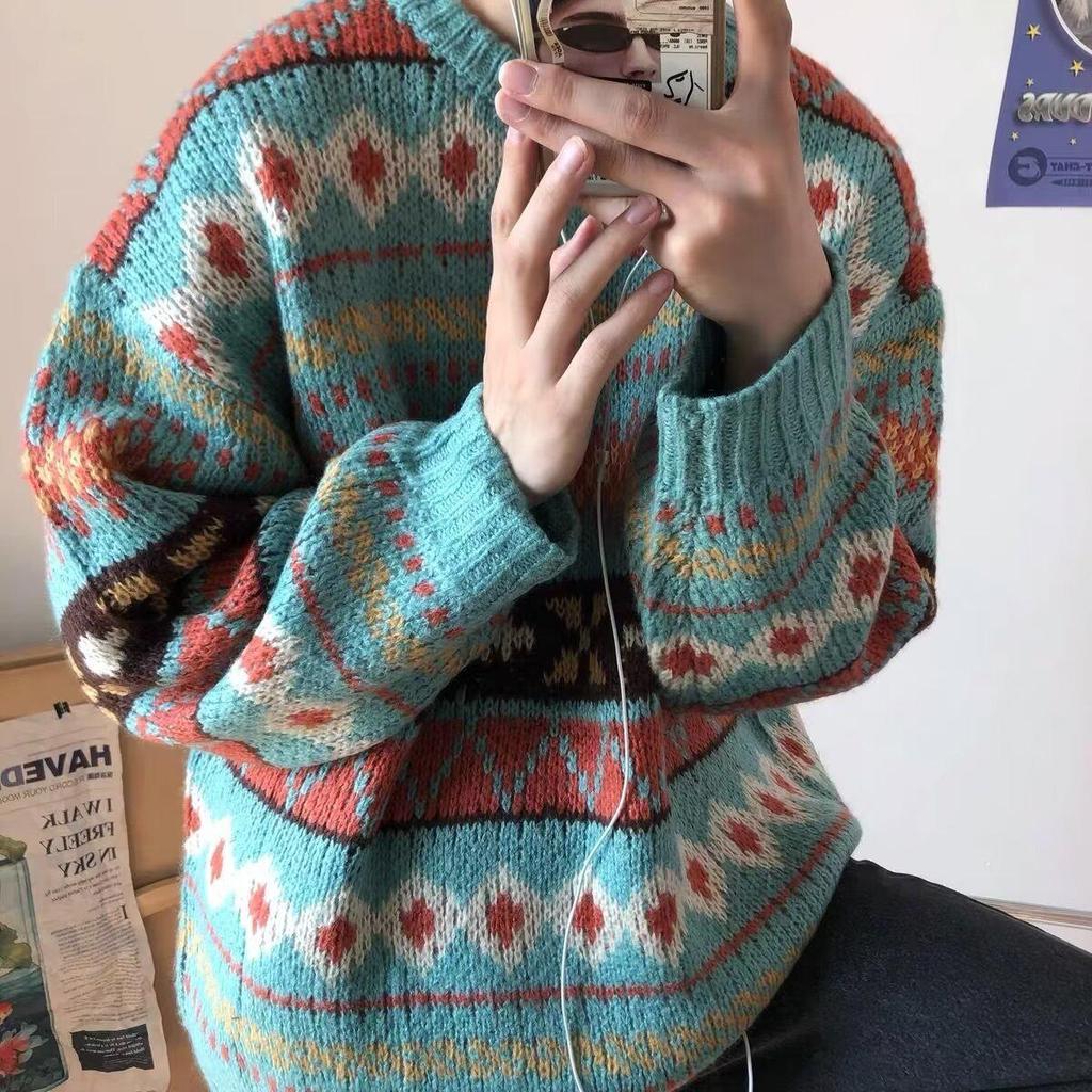 Men's Vintage Fair Isle Christmas Sweater - Thick, Cozy Japanese Retro Style