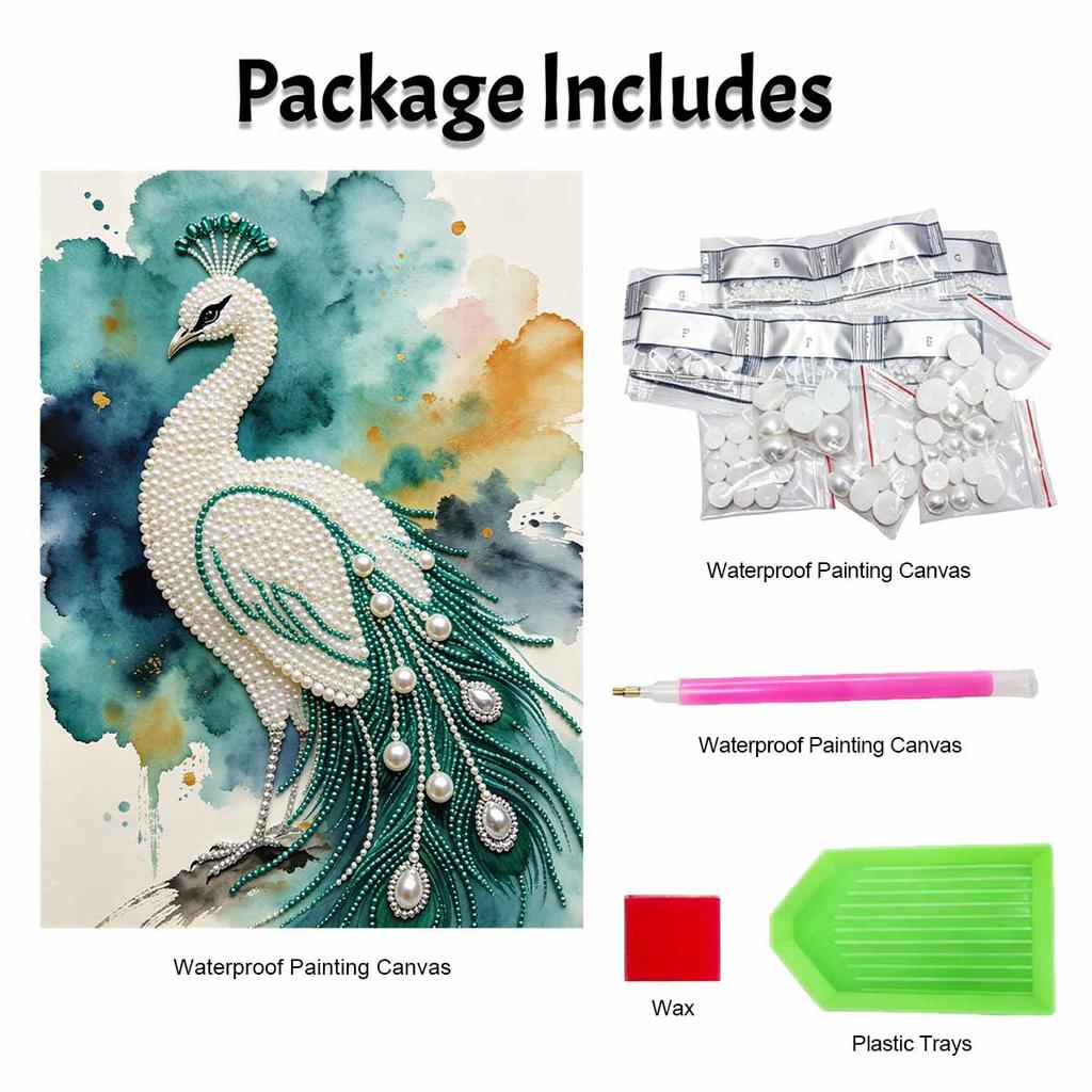 Peacock Pearl Kit 5D DIY Round Rhinestone Art for Adults Relaxing Handmade Wall Decor National Day Gift Frameless