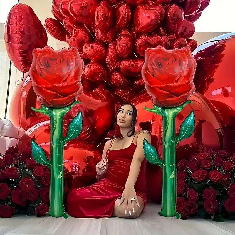 Super Large Simulated Rose Aluminum Film Balloon Mother's Day Proposal Anniversary Gift Birthday Party Decoration Balloon