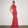 Elegant Halterneck Pleated Slim Fit Long Dress - Sexy Backless High Neck Banquet Gown (2026 Collection)