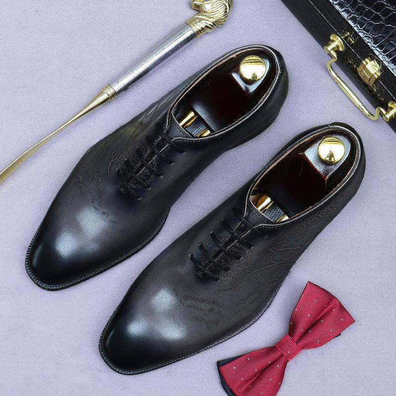 

Деловое платье из цельной кожи кожаные туфли мужские из натуральной кожи коровьей ручной работы британские туфли Оксфорды 46 черный серый