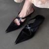 Fashion Elegant Pointed Toe Kitten Heel Designer Slippers Women Fashion Cross Tied Brand Slide Sandals Comfortable Commuter Office Shoes