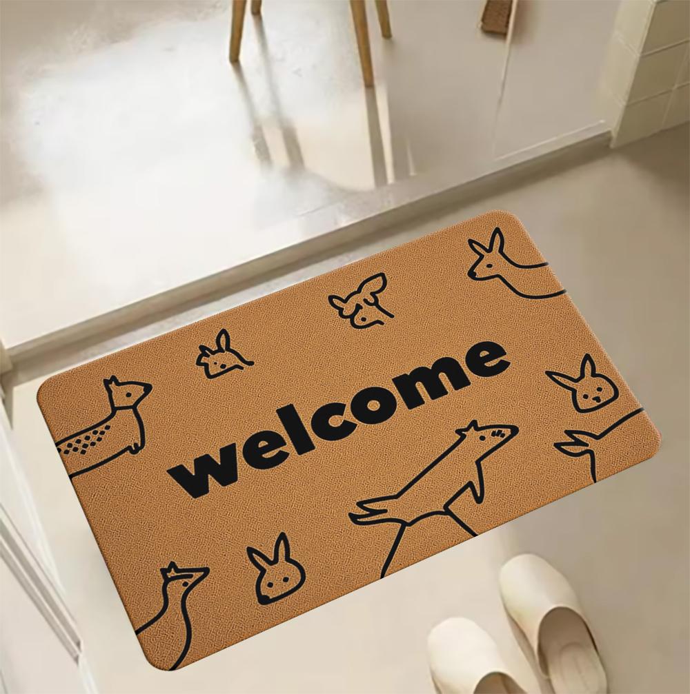 Animal World - Printed doormat - Welcome mat for entrance, porch - Non-slip natural home accessories, minimalist original design