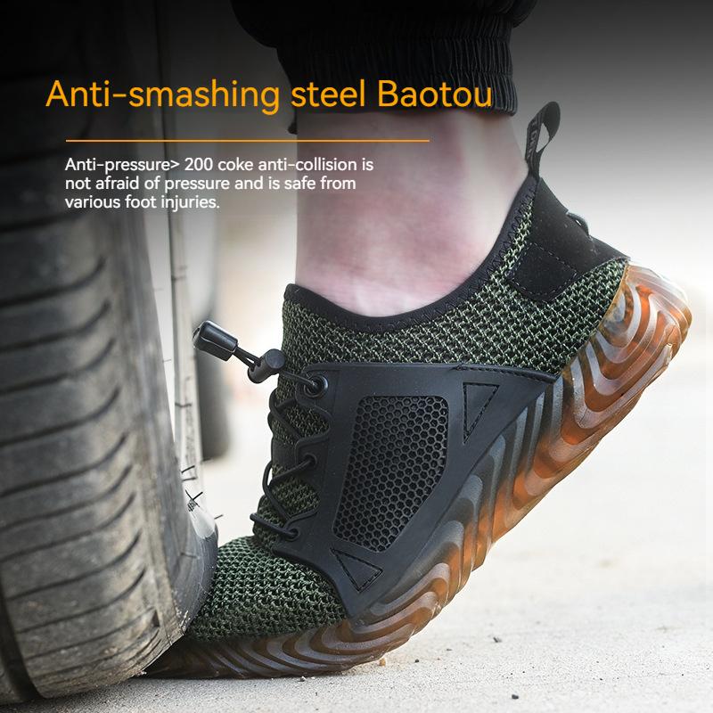 Labor Insurance Shoes Men Summer Breathable Anti-Smash And Anti-Puncture Safety Shoes Lightweight Wear-Resistant Mesh Work Shoes