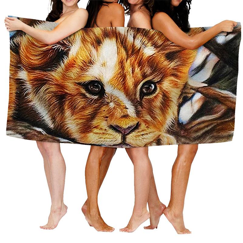 Home bath towels for the body towels bathroom quick drying microfiber beach towel Oil painting style man large sports towel