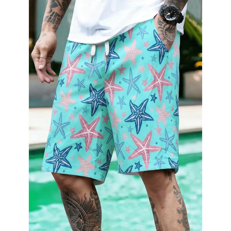 Men s casual sports shorts suitable for beach swimming shorts with drawstring pockets S