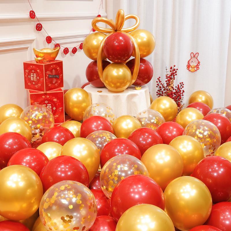 Red Party Birthday Balloon Decorations for Children's Milestones: Full Month, 100 Days, First Birthday