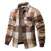 Men's Striped Plaid Casual Loose Button Lapel Long Sleeve Hooded Cardigan Shirt Jacket