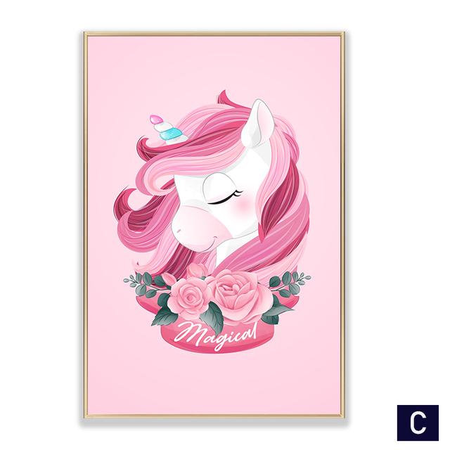 

Розовый мультяшный Единорог Детская Розовый Цветок Холст Плакат Стена Книги по искусству Принт Холст Картины Настенные Панно Девушки Спальня Домашний Декор 21X30cm No Frame