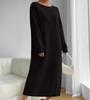 2025 Autumn/Winter Casual High-End Long-Sleeved Solid Color Round Neck Sweatshirt Dress