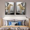 Home Decor Interior Luxury Modern Painting Gold Decoration Canvas Deer Pictures On Wall Loft Frameless Poster Room Decor No Frame