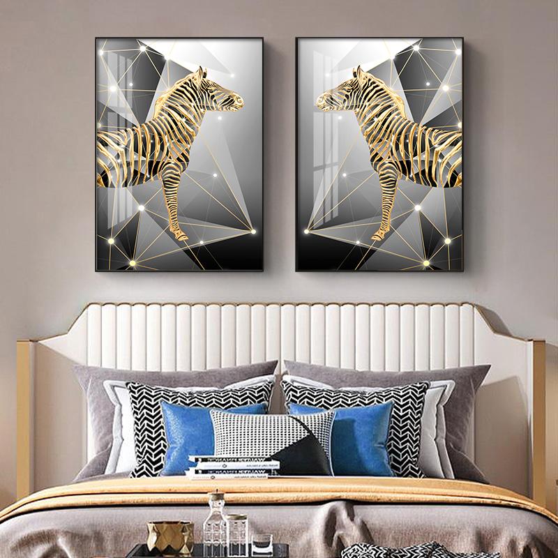 Home Decor Interior Luxury Modern Painting Gold Decoration Canvas Deer Pictures On Wall Loft Frameless Poster Room Decor No Frame