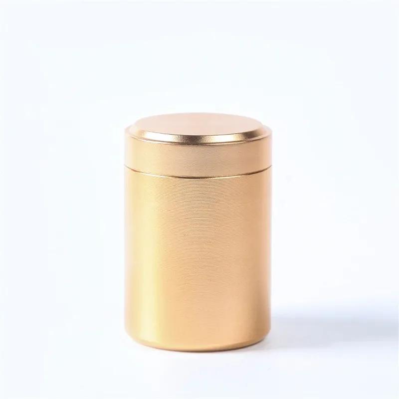 Mini Tea Can Metal Box Aluminum Alloy Portable Sealed Jar Travel Moisture-proof Solid Color Nut Candy Food Storage Container