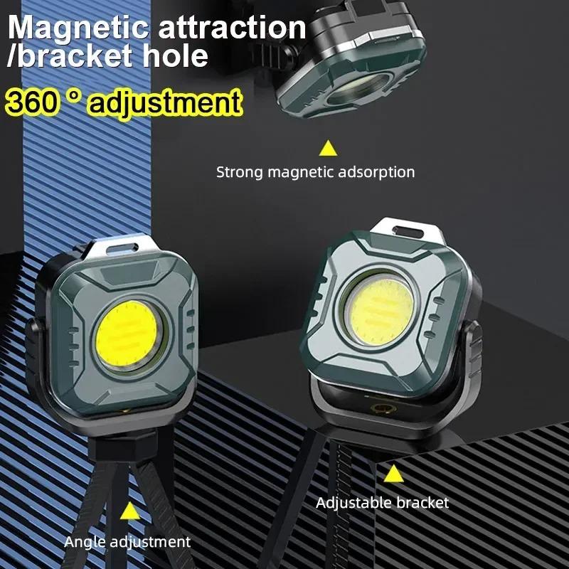 COB Keychain Flashlight with Magnetic Base,Mini Camping Lantern for Outdoor EmergencyRepair, Hiking, Portable LED Work Light