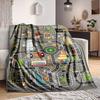 1Pc City Life Adventure Map Blanket Soft And Comfortable Casual Warm Camping Travel Christmas Halloween Xmas Gift M92853