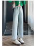 Spring/Summer 2025 Women's Elastic Nine-Point Straight-Leg Jeans - Trendy Slimming Design Cigarette Pants