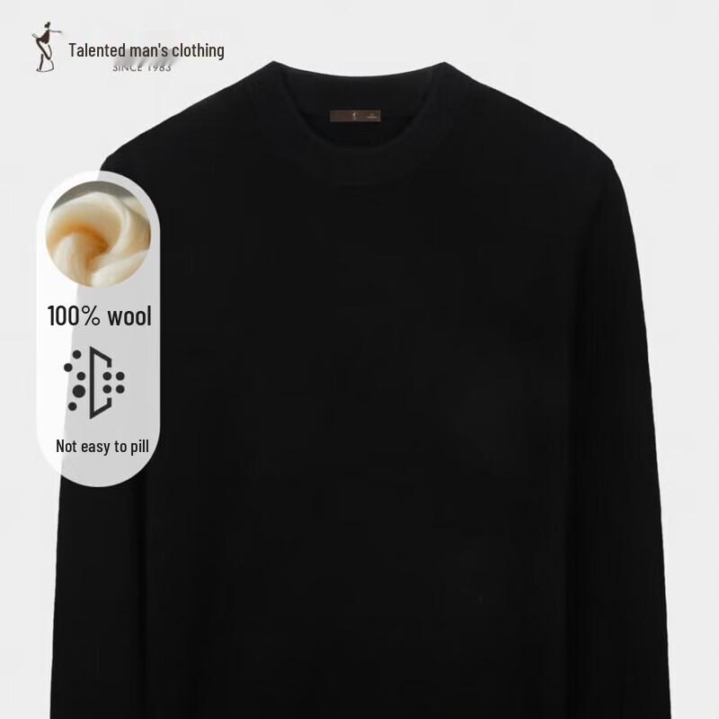 TRIES Men's Semi-High Collar Wool Blend Sweater
