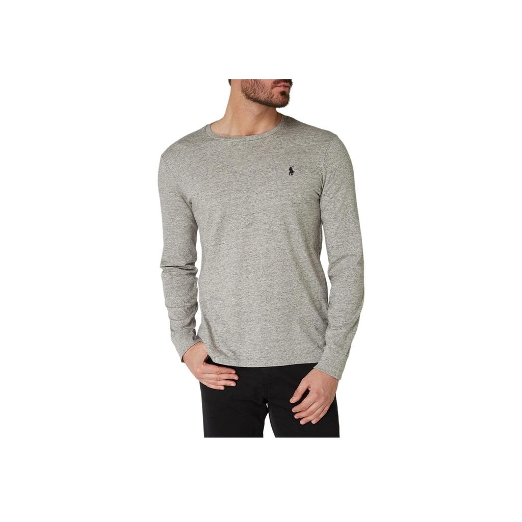 Polo Ralph Lauren Ss24 Solid Color Crew Neck Logo Embroidered Long Sleeve T-Shirt Men Tops Gray 710587355-017