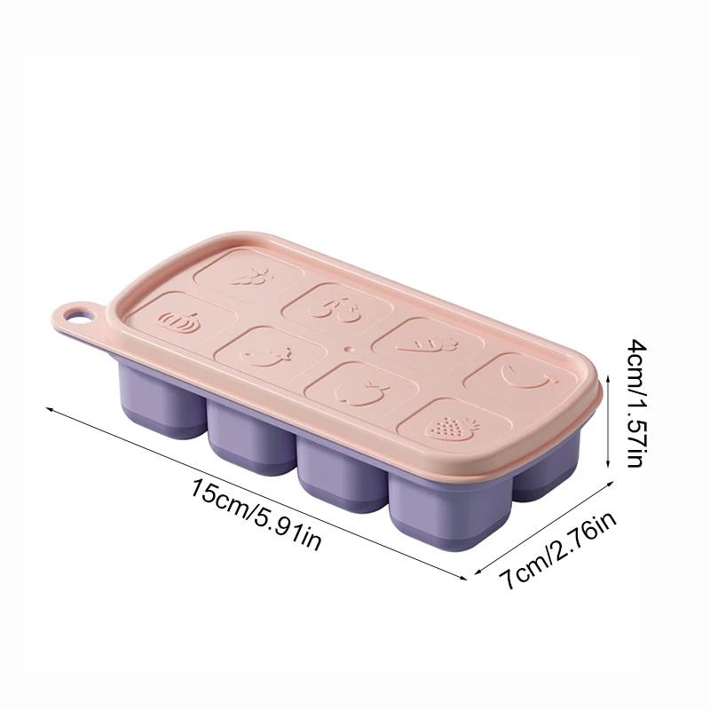 1Pc 8 Cell Food Grade Silicone Mold Ice Grid With Lid Ice Case Tray Making Mould Ice Storage Box Reusable DIY Kitchen Gadget