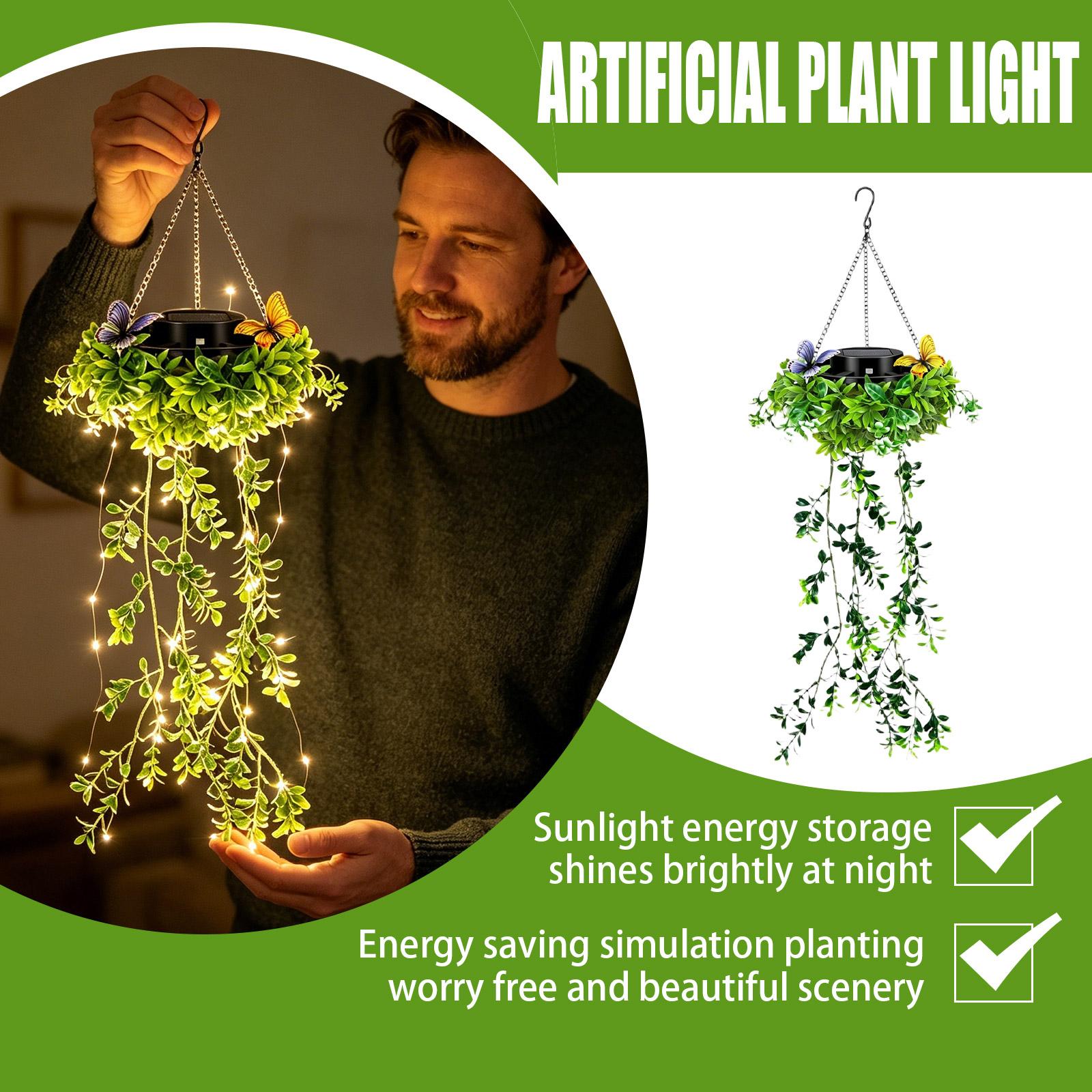 

Solar-powered Outdoor Artificial Plants, Balcony Decorative Lights (with Built-in 600mAh -iron Battery) One Size