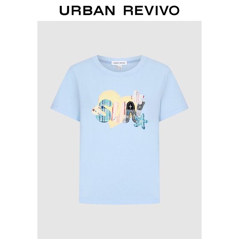 UR2026 Women s Pastel Patchwork Embroidered T-shirt XS