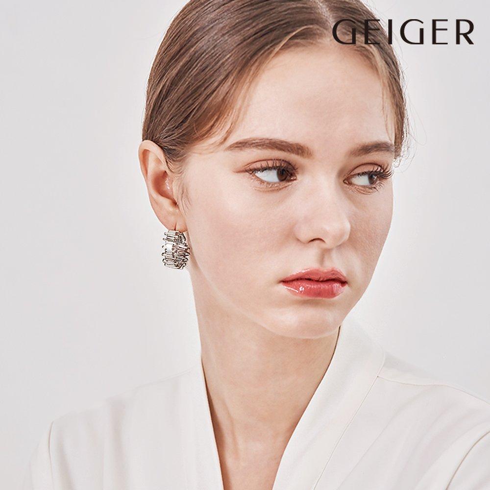 Silver Oversized Line Ring Earrings Gisvee150