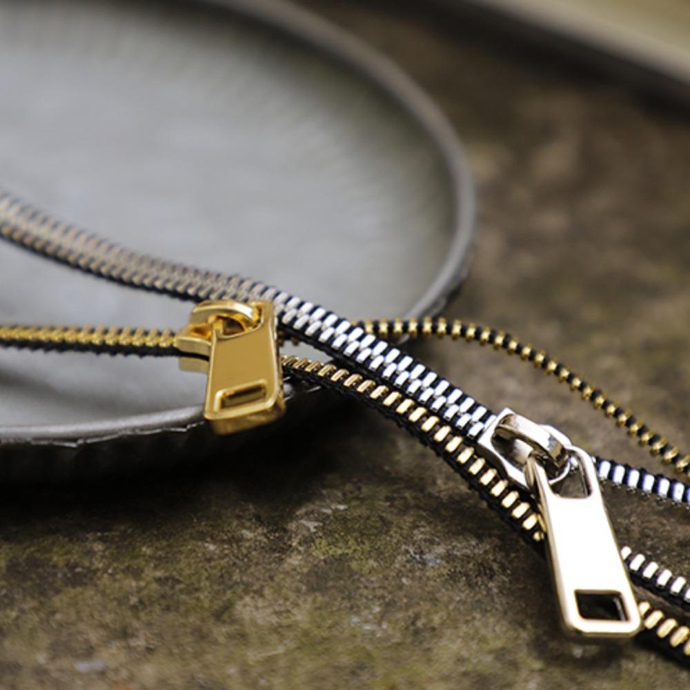 Hip-hop Zipper Necklace Choker Clavicle Necklace Vintage Pull-able Zipper Sweater Chain  Unisex