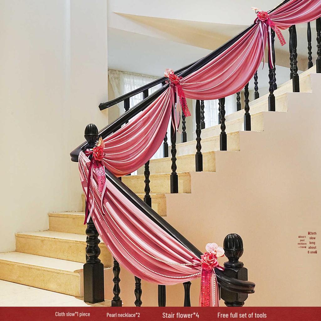 Double Happiness Wedding Stair Decor: Groom & Bride Side Pendant
