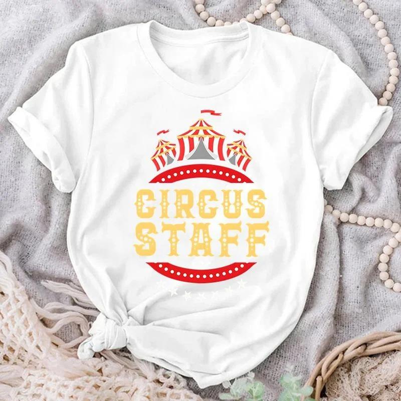 2026 Circus Staff Print Tshirt Summer Casual Short Sleeve Tee Fashion Loose T Shirts Hip Hop Streetwear Oversized Tshirt Short Sleeve Casual Clothing