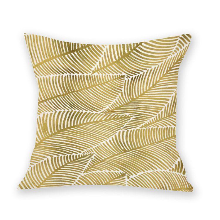 Printed Imitation Gold-pinning Plush Creative Leaf Pillowcase Style Pillow Waist Sofa Decoration