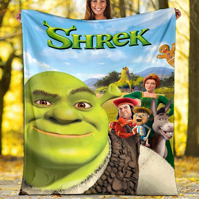 1pc Shrek3 Theme Blanket - Digital Print, Polyester, Cozy for All Seasons, Perfect for Outdoor, Camping, and Travel