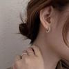 C-Shaped Cool Girl Hollow Earrings with Double-Layer Round Beads - Simple, Exaggerated, Versatile Stud Design in Cold Aesthetic