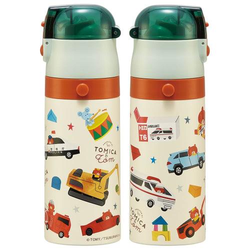Skater Children's Stainless Steel Water Bottle, 2-Way Straw Drinking, 410ml, Cup Drinking, 350ml, Tomica and Tom Tsumupapa, Child-Friendly Lightweight
