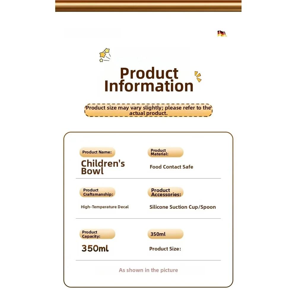 1 Set Schüssel zum Servieren von Nudeln, Obst, Joghurt und Reis Edelstahl Kinderschüssel mit Saugfuß Cartoon Babyfütterungsschüssel