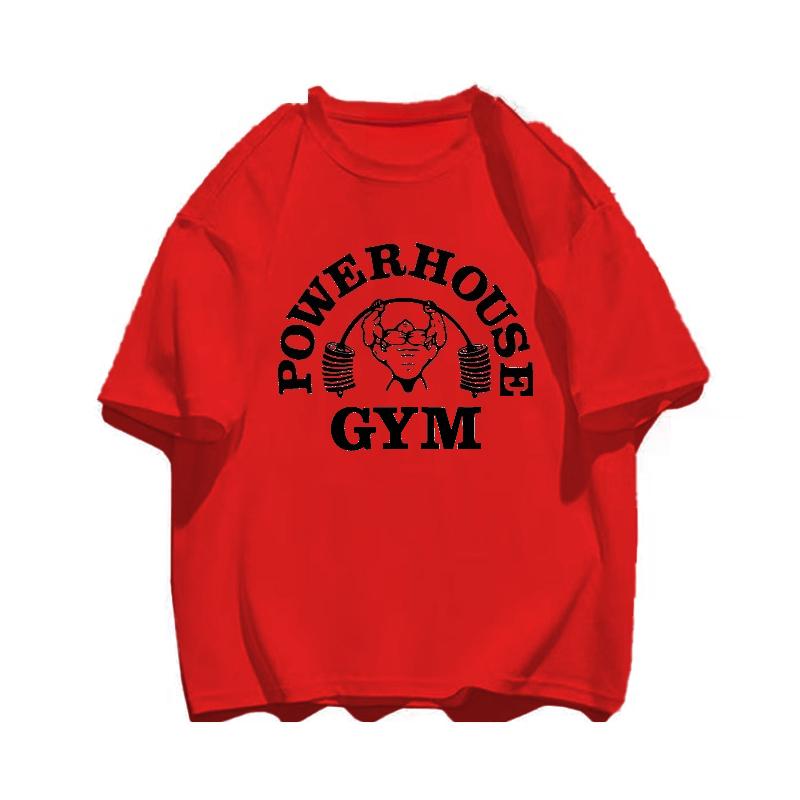 Powerhouse Gym Tshirt Unisexs Black Cotton Tshirt Retro Fitness Logo Print Streetwear Casual Workout Short Sleeve Tops Unisex Gym