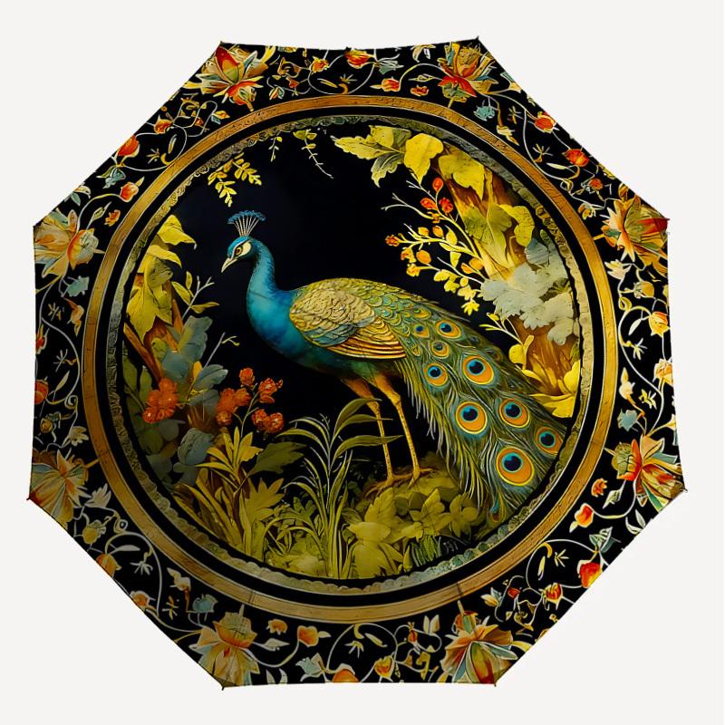 1PC Peacock, Floral Umbrella-8-Rib Reinforced, Automatic Open, Lightweight & Durable, Cute Fashion Accessory for Outdoor-K1275