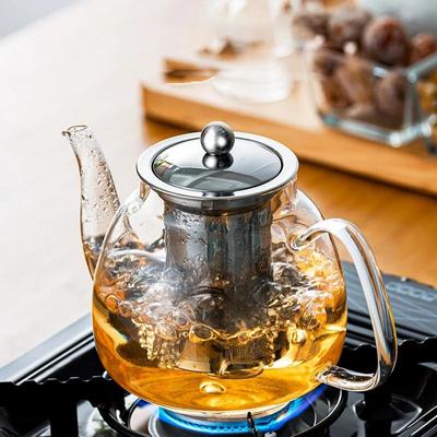 Filtruojamas stiklinis arbatos puodas nerūdijančio plieno filtro arbatos rinkinys Puer Kettle Kavos stiklinis puodas Patogus biuro rankenėlis kavos puodas