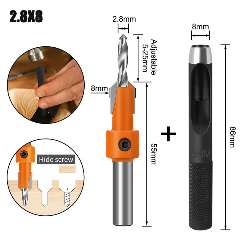 1Set Carbon Steel Woodworking Countersink Router Bit Screw Extractor Remon Demolition For Wood Milling Cutter