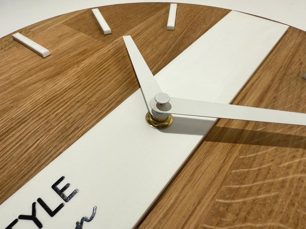 Wooden wall clock Oak Classic 30cm white