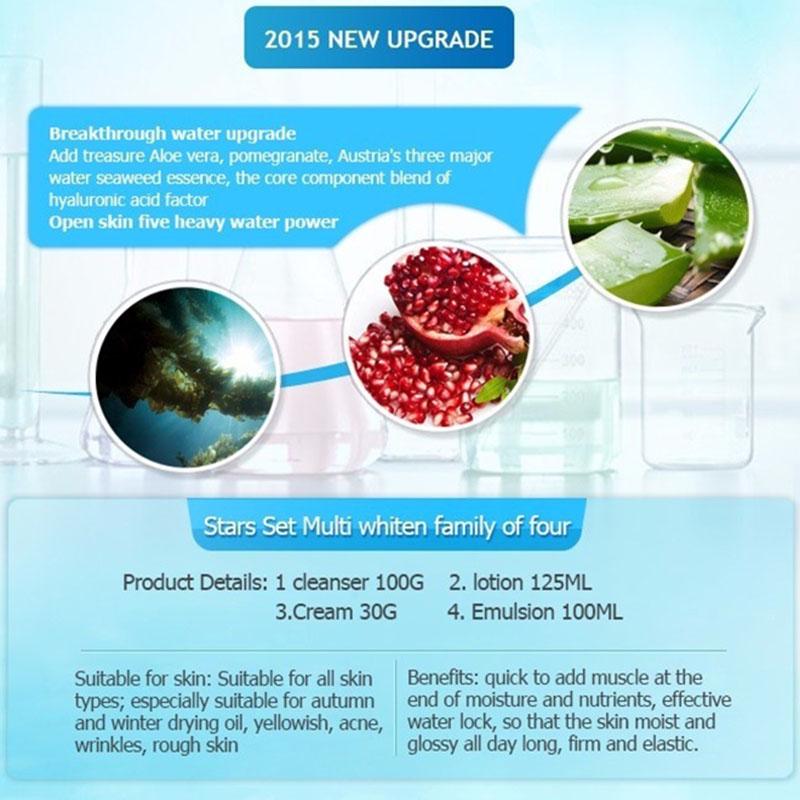 Sett Moisturizing Skin Care Kit Ansiktsrens+emulsjon+øyekrem sovemaskesett Kosmetikk Hud