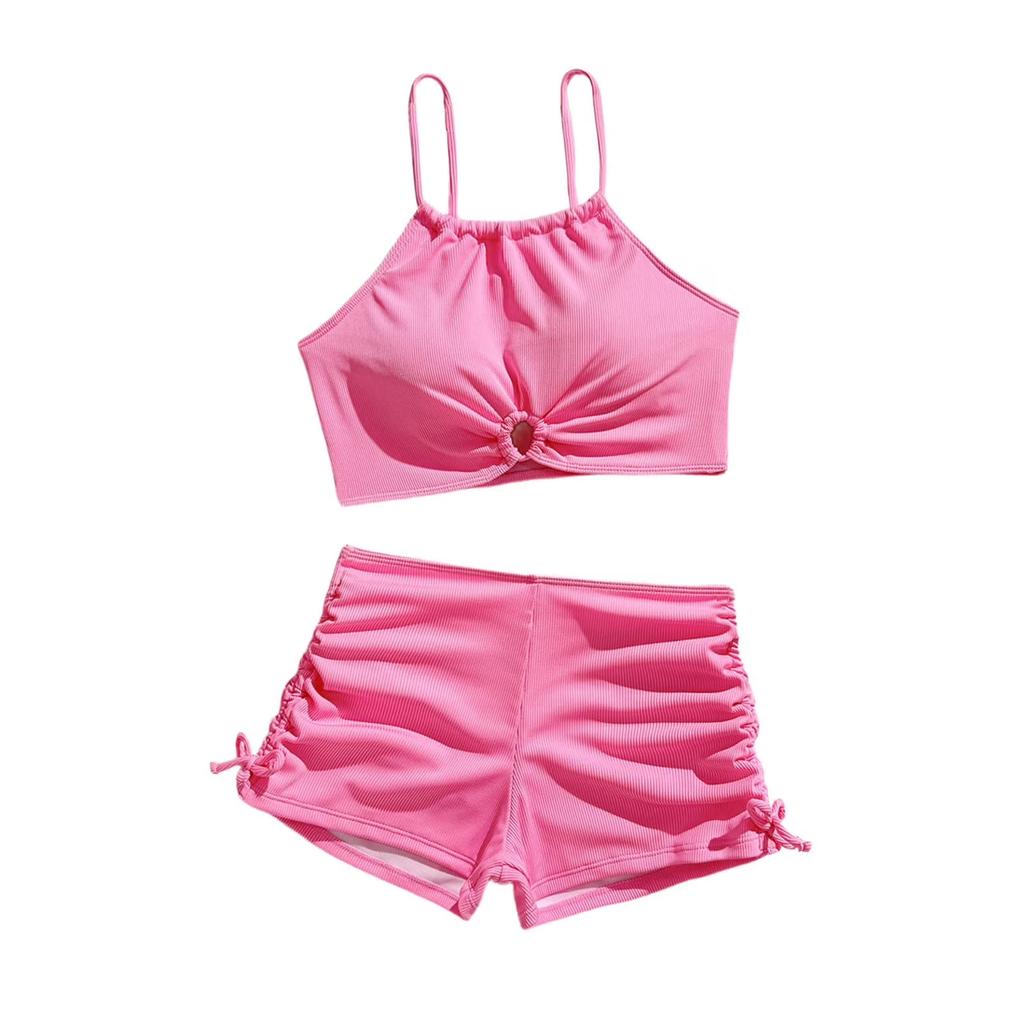 Costume da Bagno Due Pezzi per Ragazze con Top a Nodo con Dettaglio ad Anello e Slip a Vita Alta Set per Bambini e Ragazzi Costumi da Bagno Estivi da Spiaggia