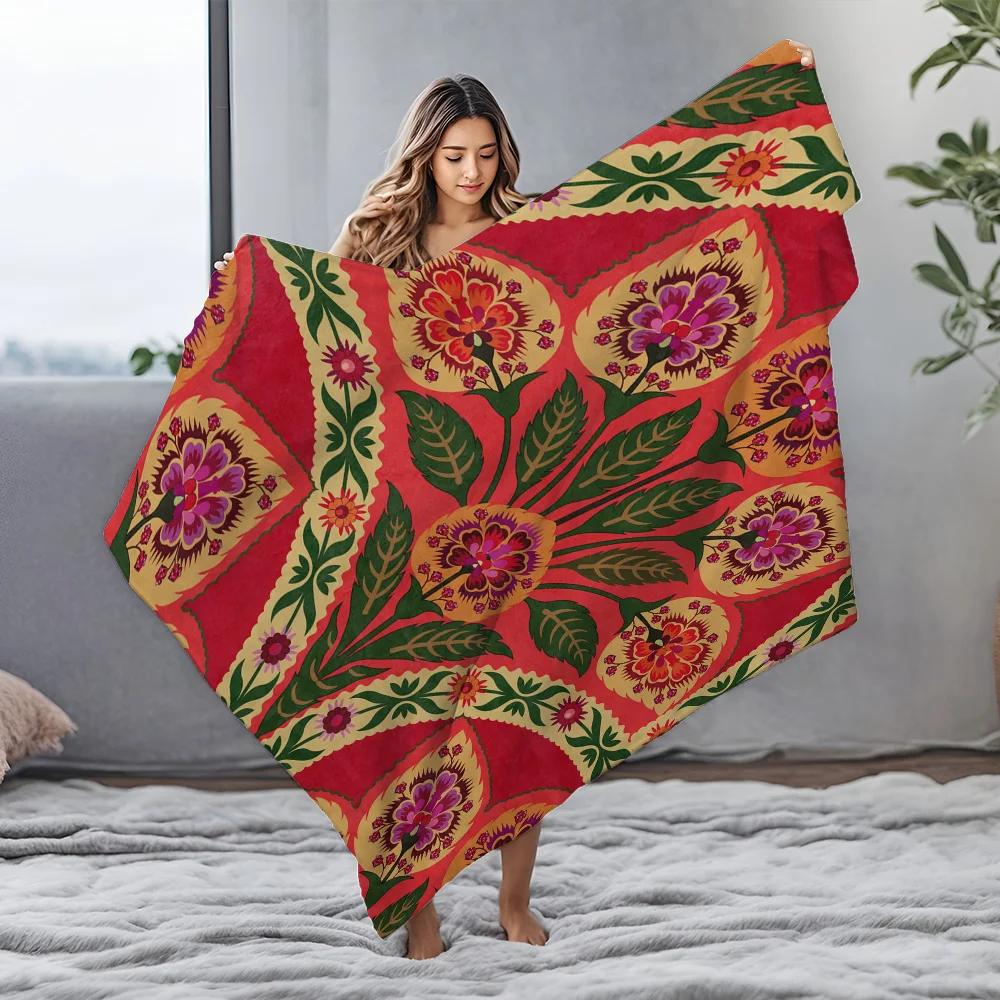 Vibrant Floral Embroidered Throw Blankets Soft Warm Flannel Scottish Terrier Pet Throw Blanket Bed Sofa Couch Bedspreads Quilt