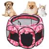Foldable Pet Playpen Mesh Open Air Exercise Pen Tent House Playground for Dogs and CatsXBD95 Pink