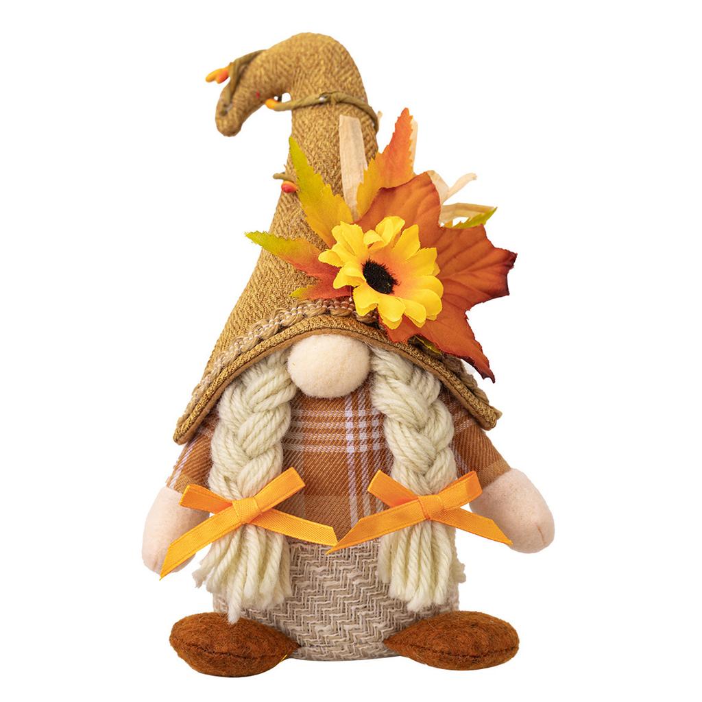 Thanksgiving Bend Hat Standing No Face Doll Ornament Bendable Hat No Face Gnome for Festival Atmosphere
