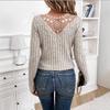 Women Comfortable Casual Fashion Shirt Summer New Solid Color Lace Splicing Hollow Long-sleeved T-shirt