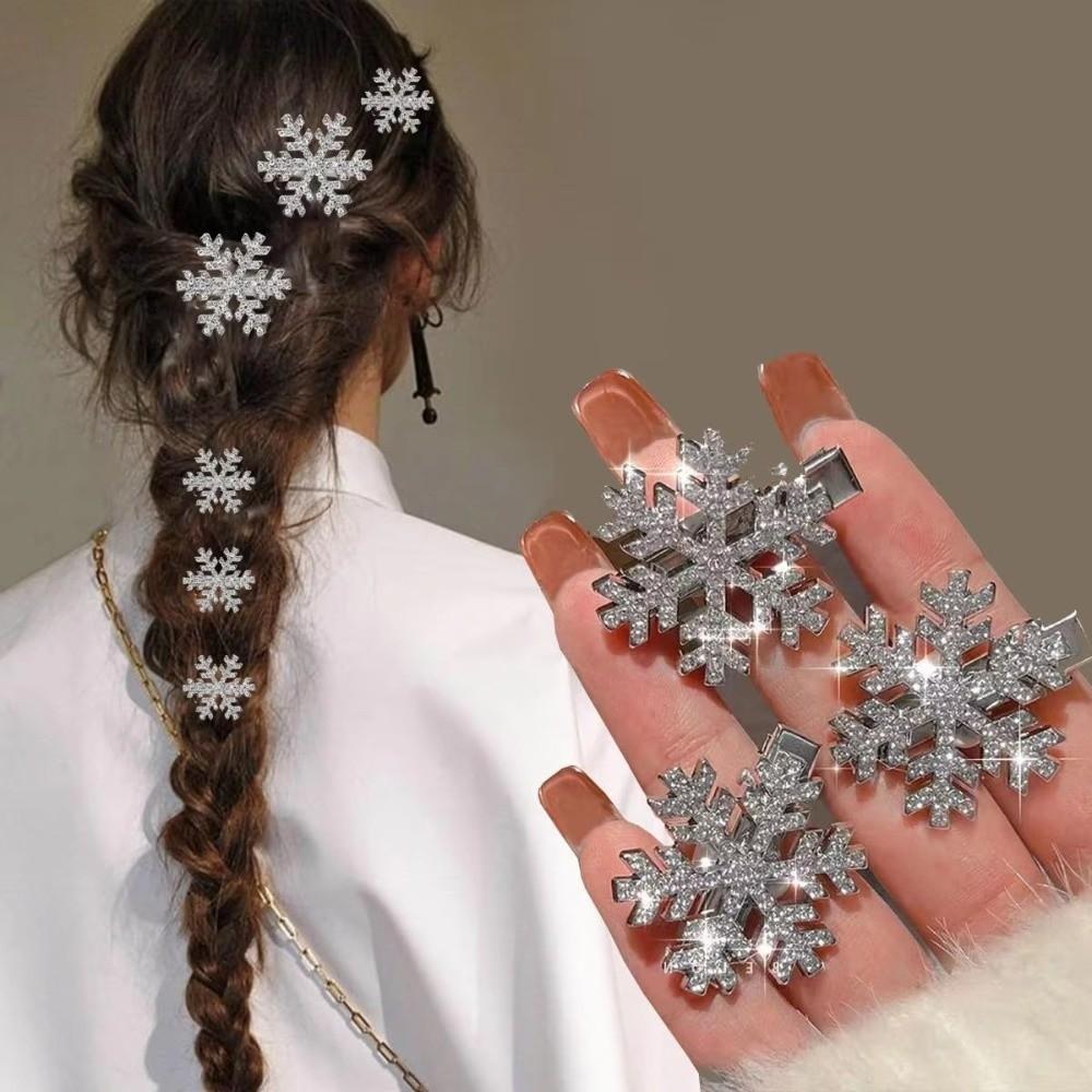 Sliver Hair Barrettes Pearl Hairpins Fashion Snowflake Hair Clip  Christmas Hair Accessories