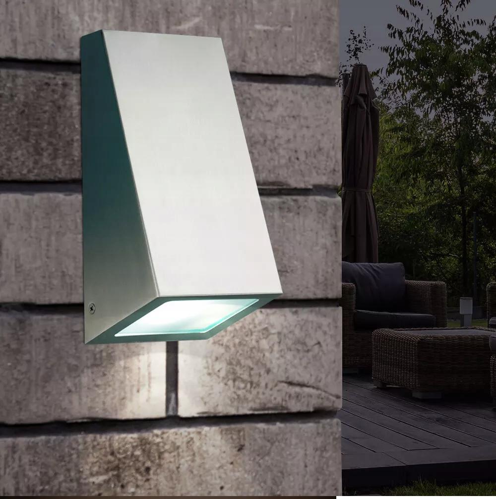 Modern Stainless Steel Wall Lamp IP44 Silver GU10 Max 35 Watts